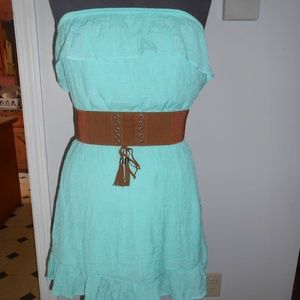 no boundaries hi-low strapless dress + belt - med